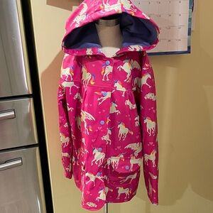 Hatley Pink Unicorn  & Pegasus Raincoat girls size 8